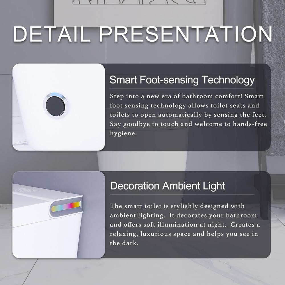 Boosicavelly Smart Bidet Toilet 1.19 GPF in White with Night Light and Remote Control - Image 6