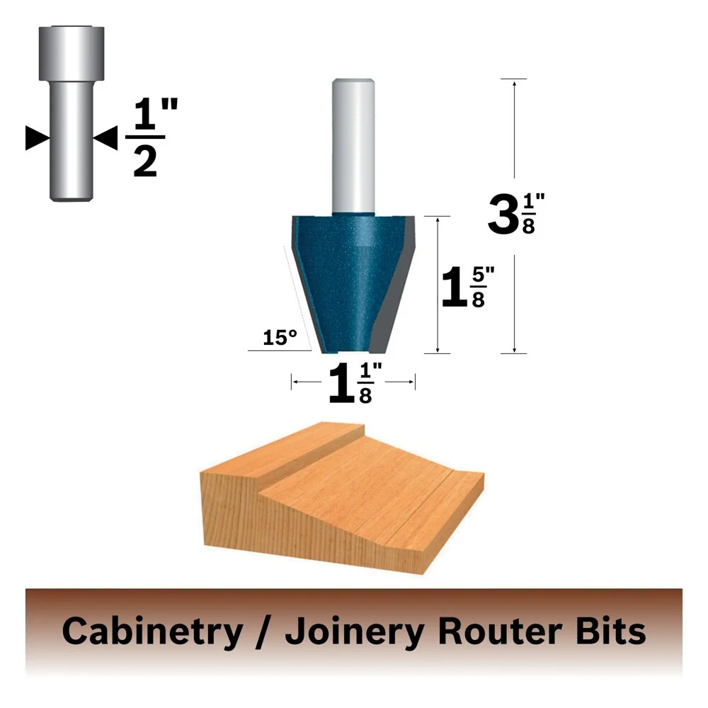 Bosch 1-1/8-in Carbide-Tipped Vertical Raised Panel Router Bit - Image 2
