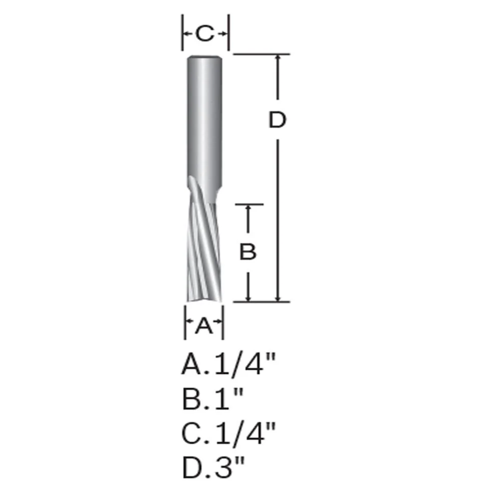 Bosch 1/4-in Carbide-Tipped Straight Router Bit, 1-in Cut Length - Image 2