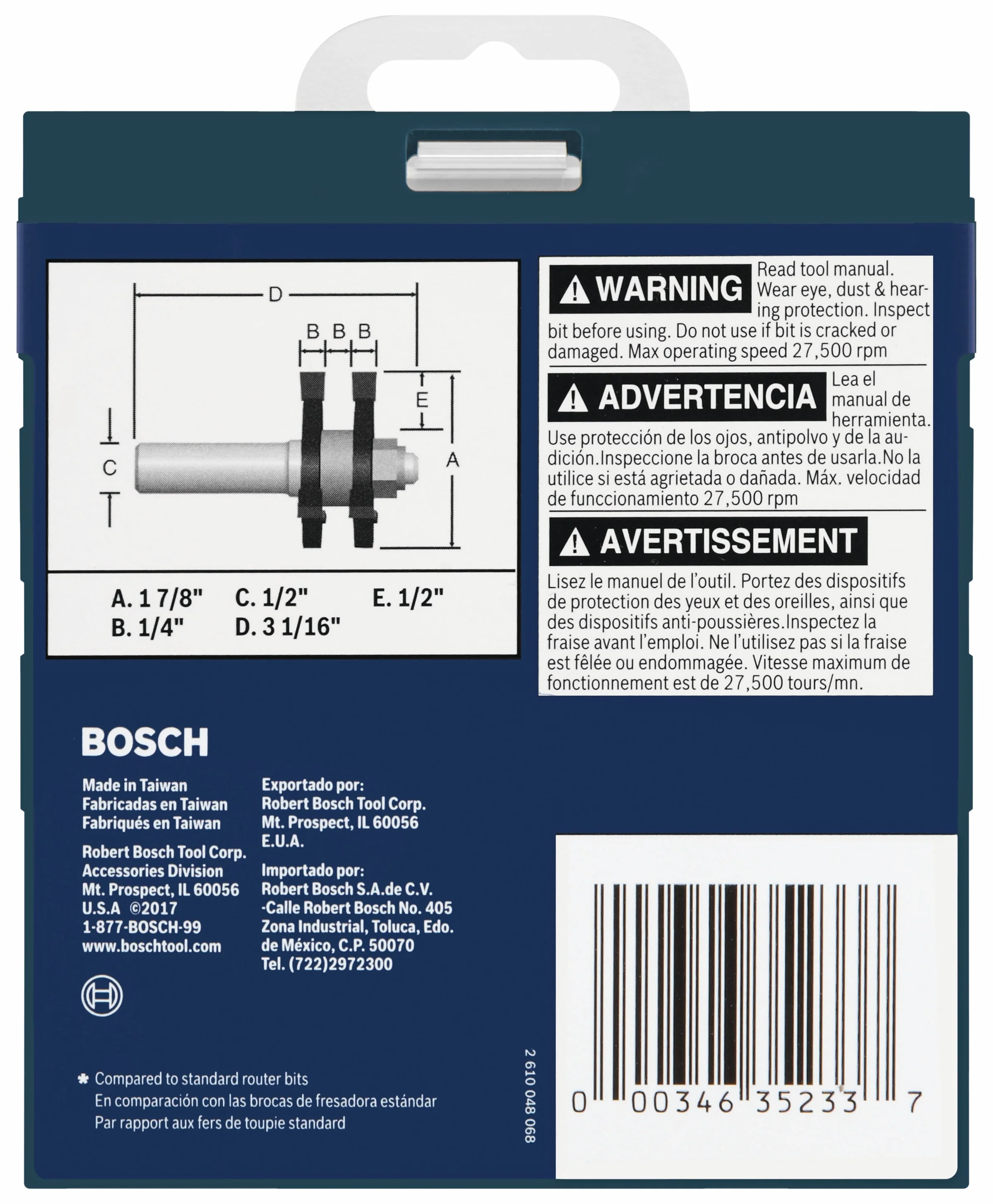 Bosch 1-7/8-in Carbide-Tipped Tongue and Groove Router Bit - Image 2