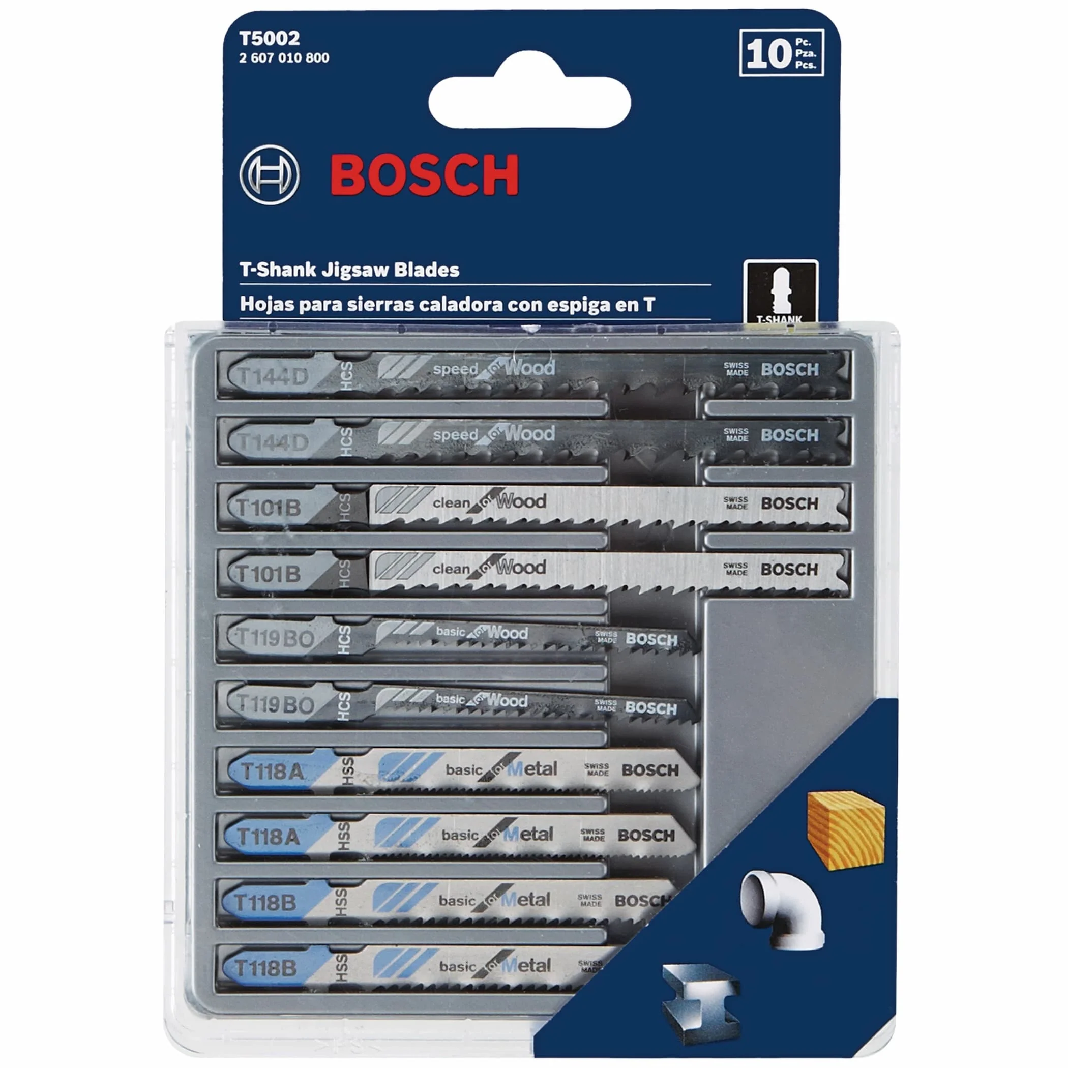 Bosch 10-Pack T‑Shank High‑Carbon Steel Jigsaw Blade Set - Image 3