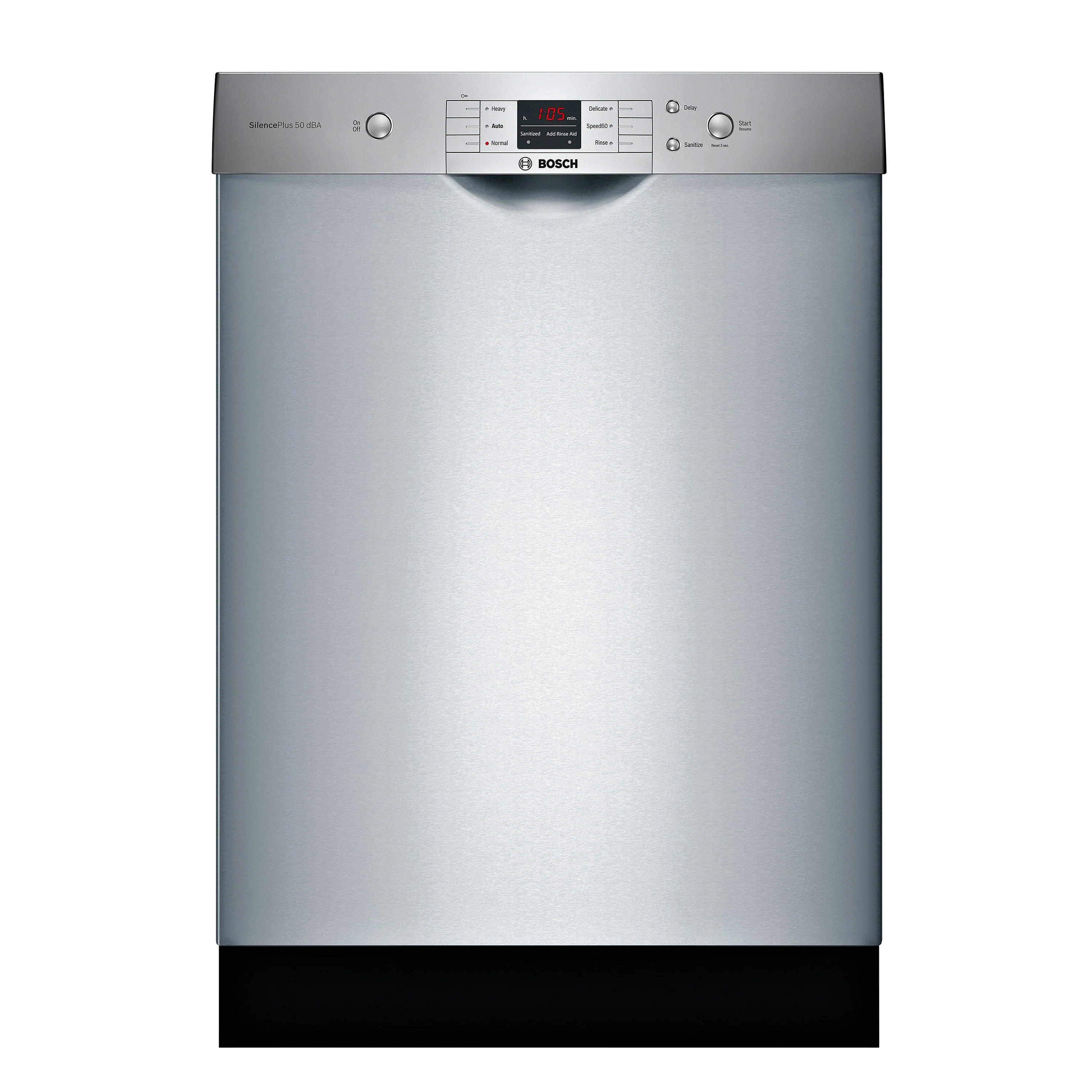Bosch 100 Series PureDry 50-Decibel Front Control 24-in Built-In Dishwasher, Fingerprint-Resistant Stainless Steel, ENERGY STAR