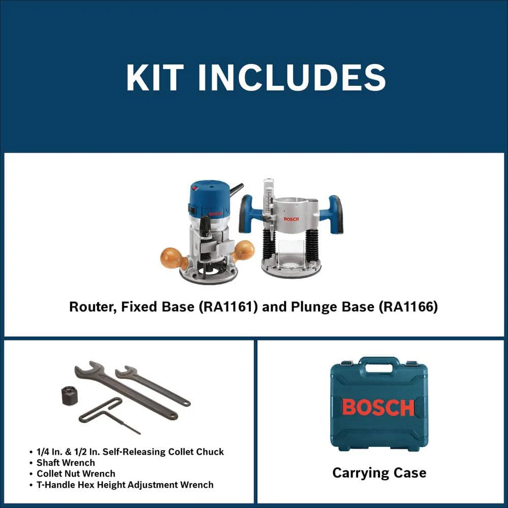 Bosch 12 Amp 2-1/4 in. Corded Variable-Speed Plunge and Fixed Base Router Kit with Hard Case, 1617EVSPK - Image 7