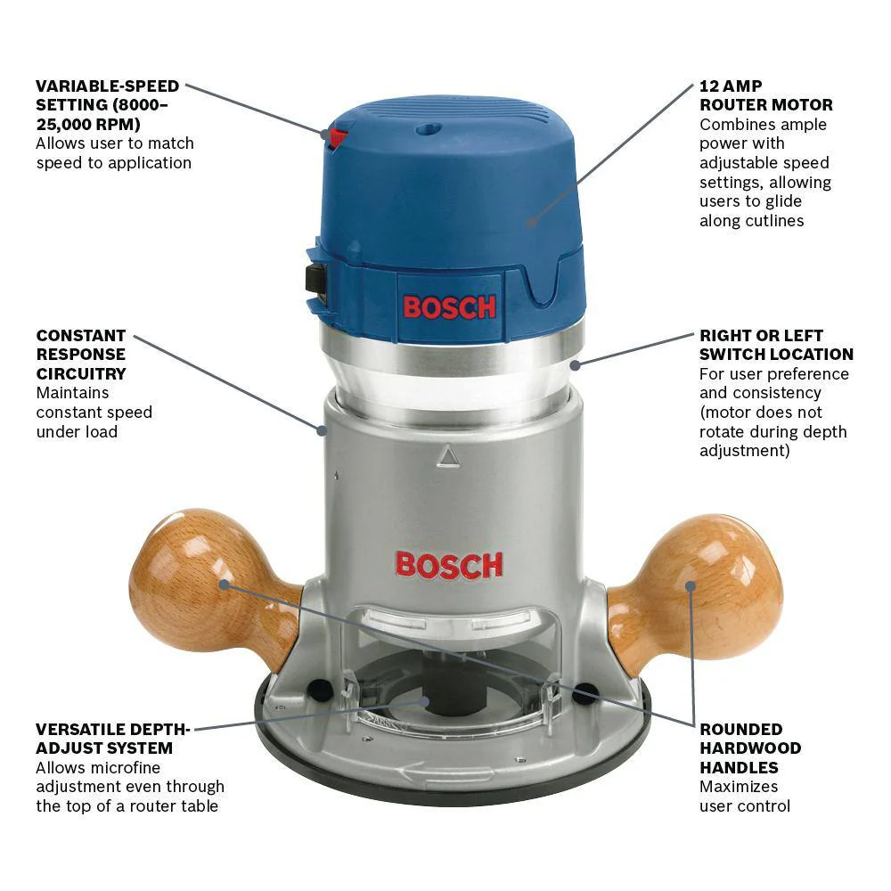 Bosch 15 Amp Corded 27 in. x 18 in. Aluminum Router Table with Bonus 12 Amp Corded 2.25 HP Variable Speed Fixed-Base Router (RA1181 + 1617EVS) - Image 6