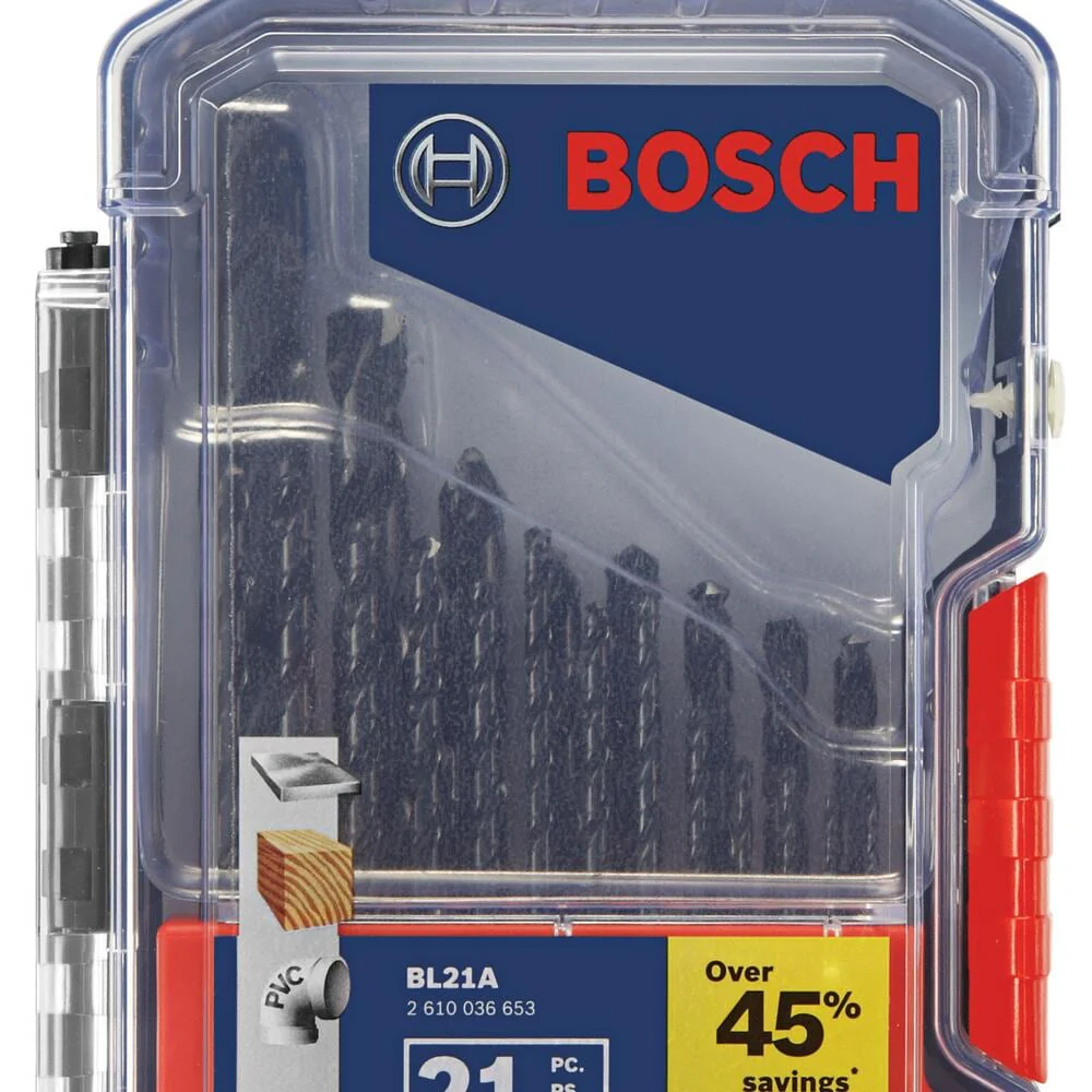 Bosch 21-Piece Assorted Black Oxide Coated HSS Jobber-Length Twist Drill Bit Set - Image 2