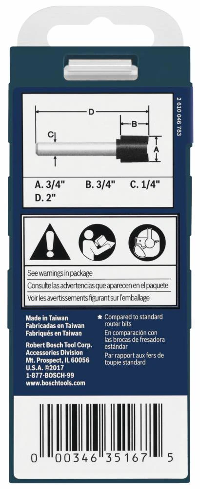 Bosch 3/4-in Carbide-Tipped Hinge Mortising Router Bit, 1/4-in Shank - Image 4