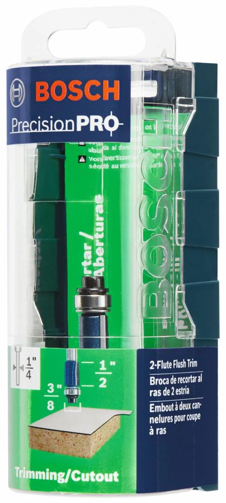 Bosch 3/8-in Carbide-Tipped Flush Trimmer Router Bit, 1/4-in Shank, 1/2-in Cut Length - Image 3