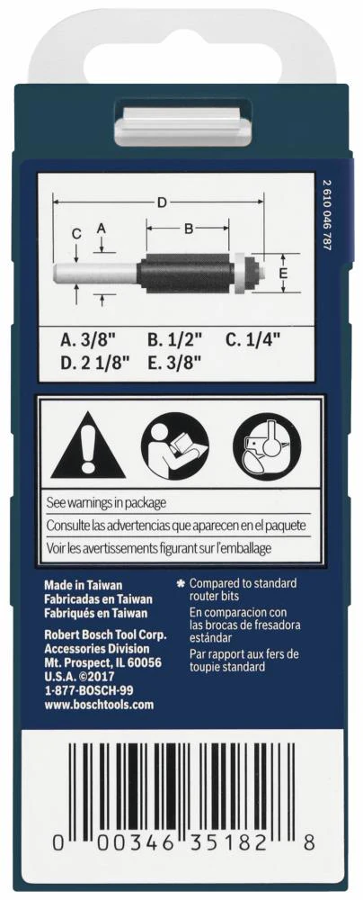 Bosch 3/8-in Carbide-Tipped Flush Trimmer Router Bit, 1/4-in Shank, 1/2-in Cut Length - Image 4