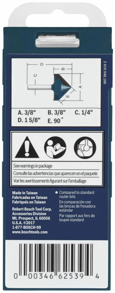 Bosch 3/8-in Carbide-Tipped V-Groove and Scoring Router Bit, 1/4-in Shank - Image 3