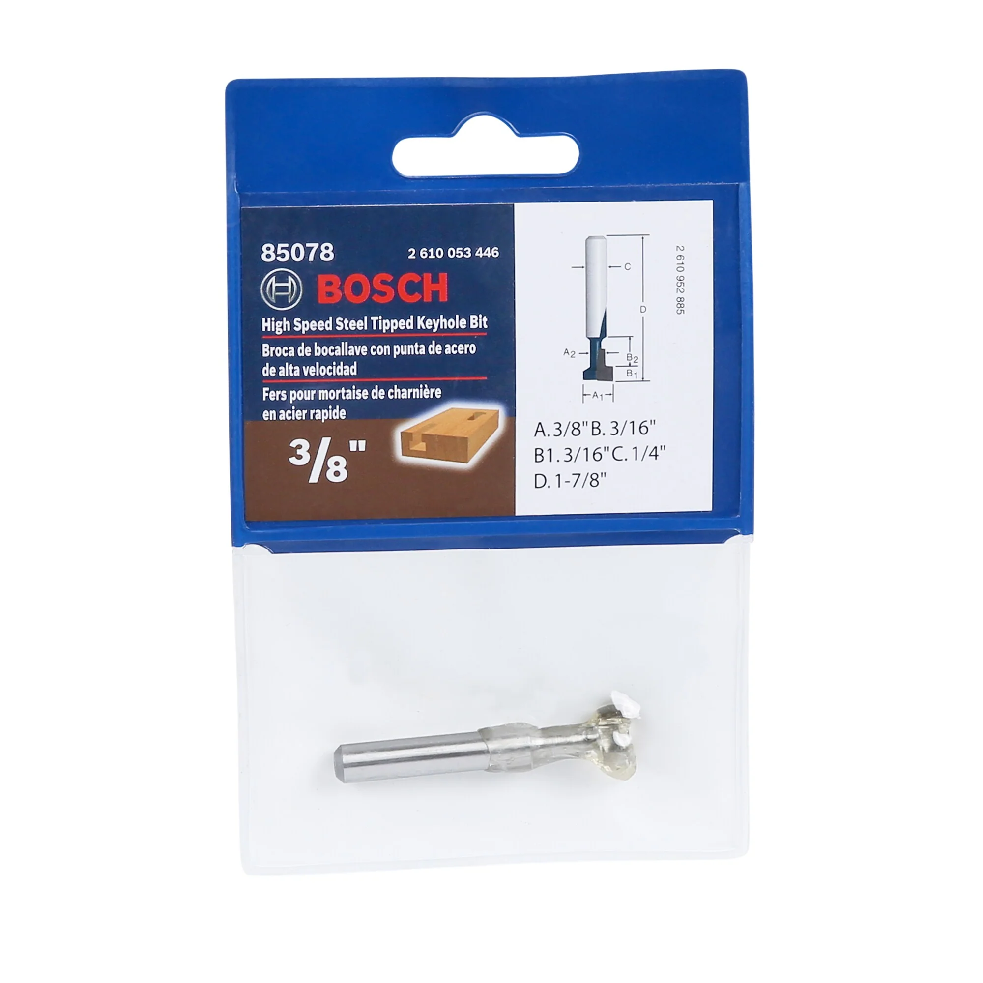 Bosch 3/8-in High-Speed Steel Keyhole Router Bit, 1/4-in Shank, 1-7/8 in OAL - Image 3