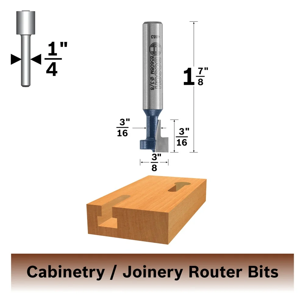 Bosch 3/8-in High-Speed Steel Keyhole Router Bit, 1/4-in Shank, 1-7/8 in OAL - Image 4