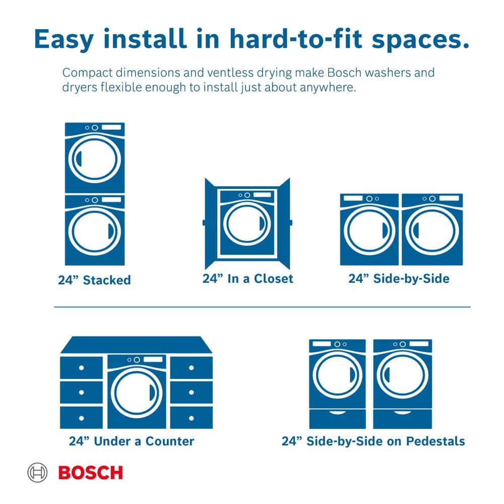 Bosch 300 Series 24-in 2.2-cu ft High-Efficiency Stackable Front-Load Washer (White) ENERGY STAR - Image 5