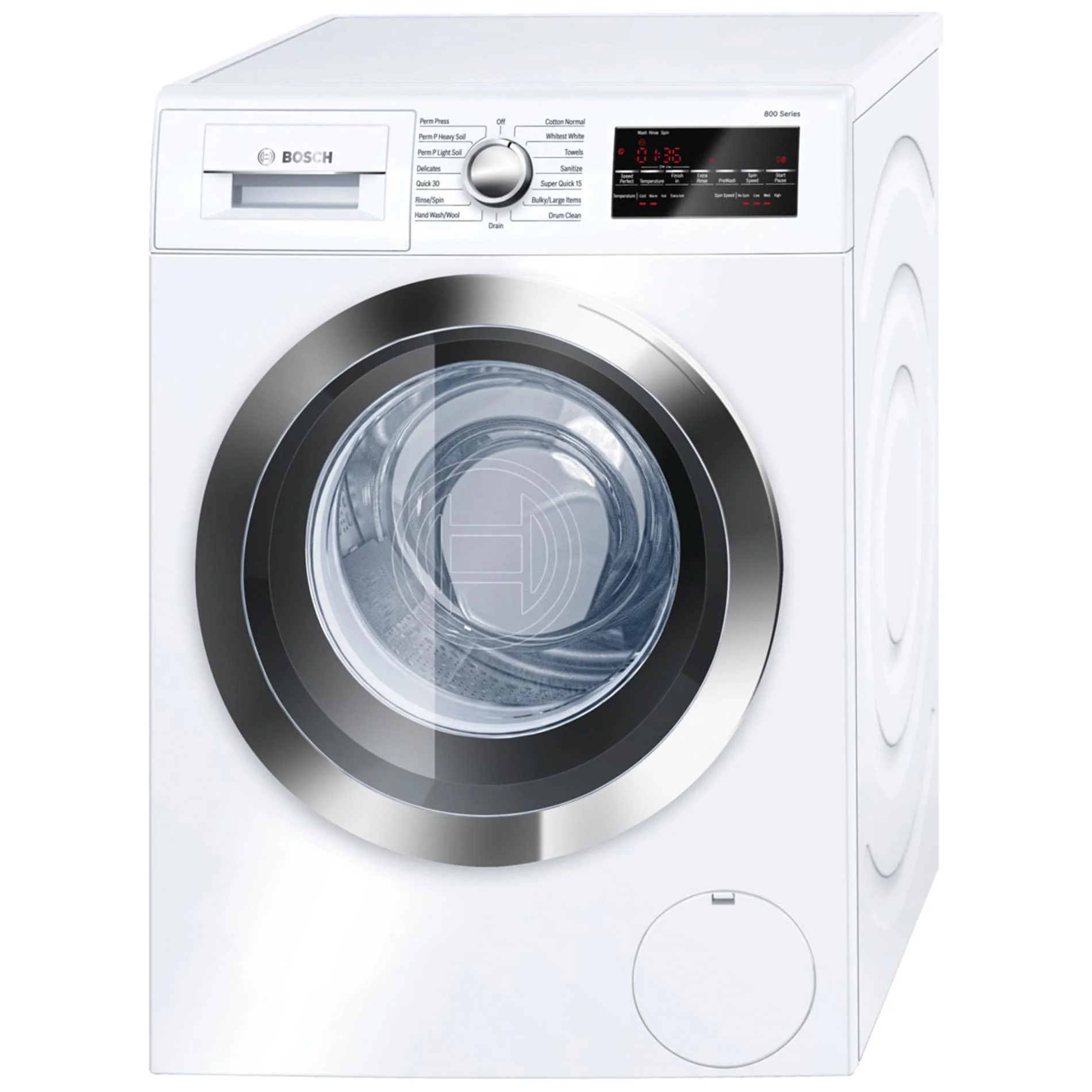 Bosch 800 Series 2.2-cu ft High-Efficiency Stackable Front-Load Washer, White with Chrome Trim, ENERGY STAR