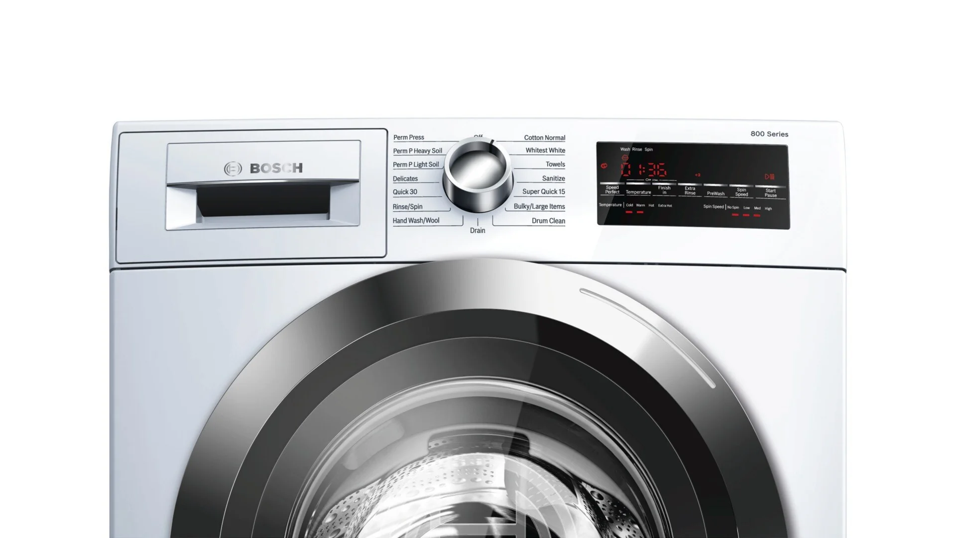 Bosch 800 Series 2.2-cu ft High-Efficiency Stackable Front-Load Washer, White with Chrome Trim, ENERGY STAR - Image 6