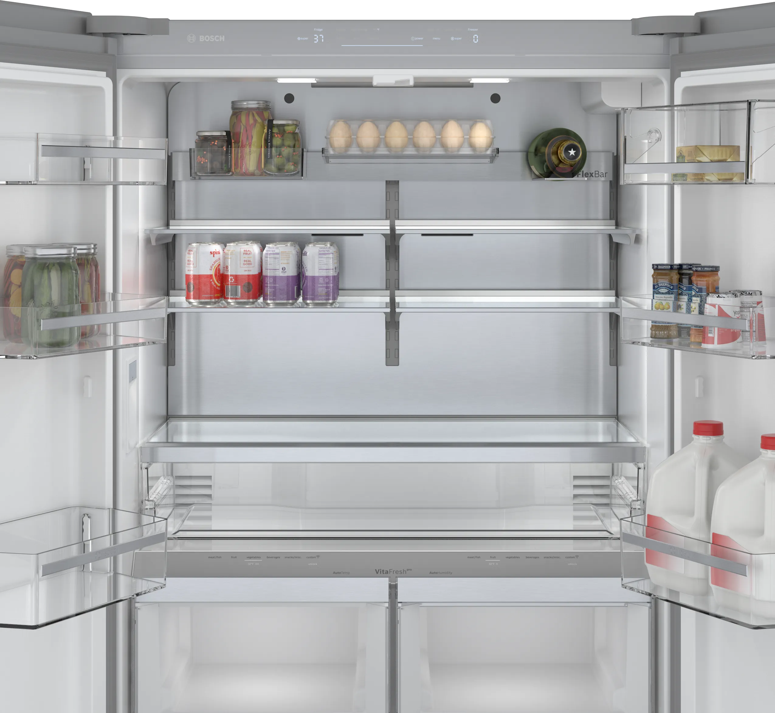 Bosch 800 Series 36 in. 21 cu. ft. French 3-Door Counter-Depth Refrigerator, Stainless Steel, Dual Compressor (B36CT80SNS) - Image 4