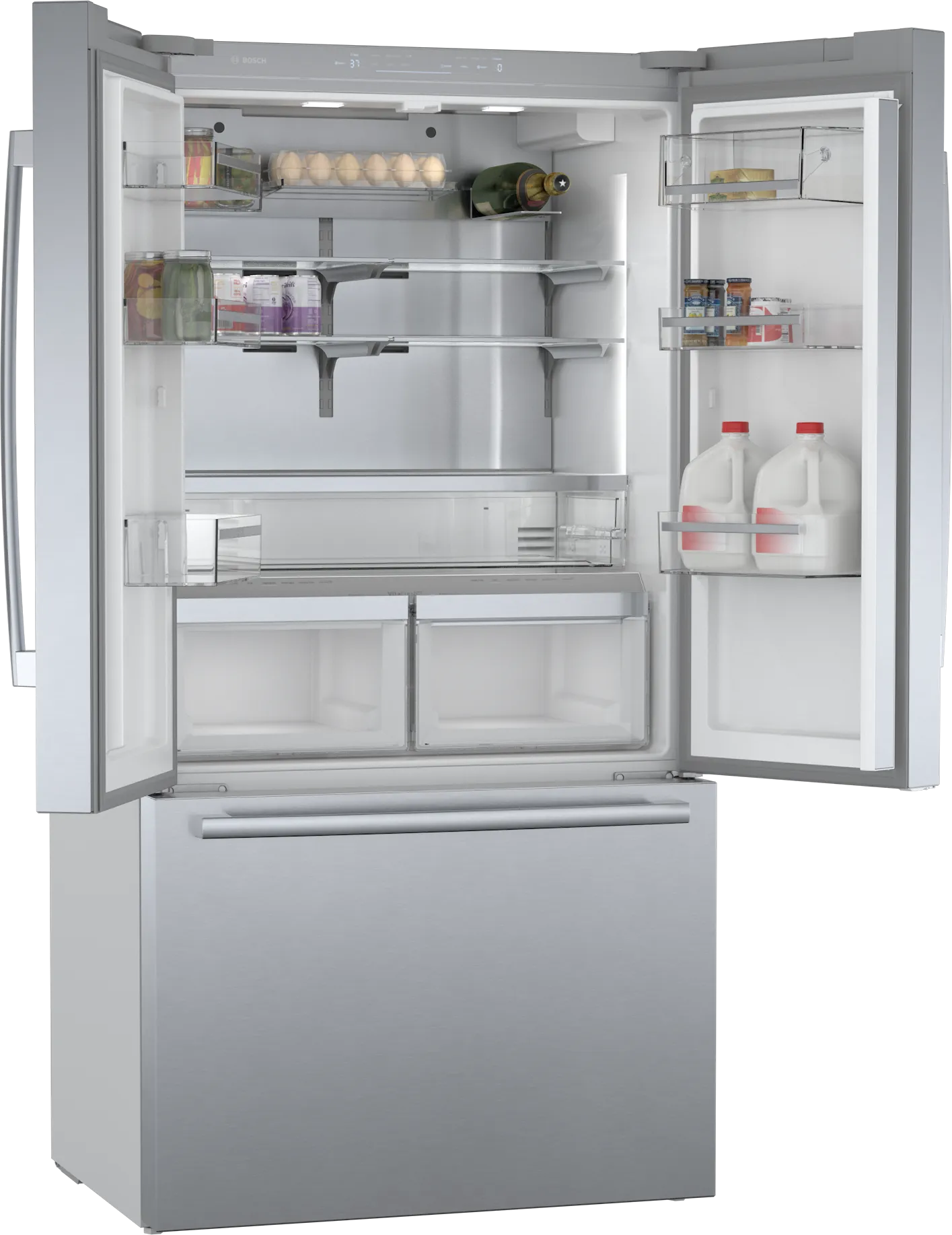Bosch 800 Series 36 in. 21 cu. ft. French 3-Door Counter-Depth Refrigerator, Stainless Steel, Dual Compressor (B36CT80SNS) - Image 5