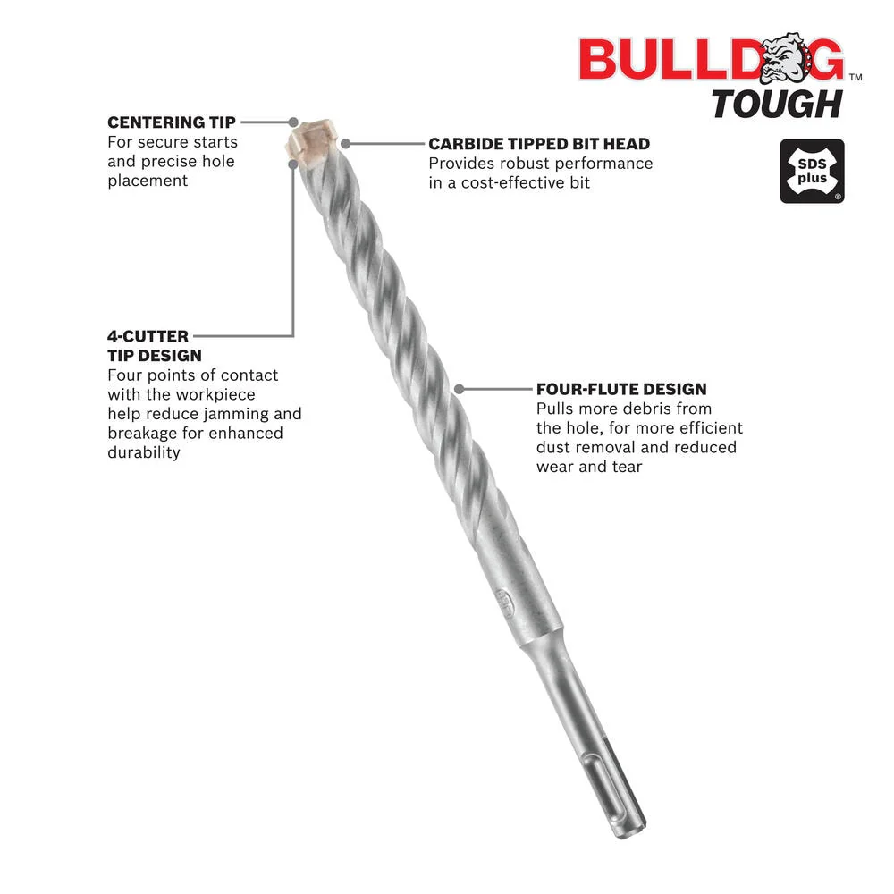 Bosch Bulldog Tough 4-Cutter 1/2-in x 18-in Alloy Steel Masonry Drill Bit for SDS-plus Drills - Image 2