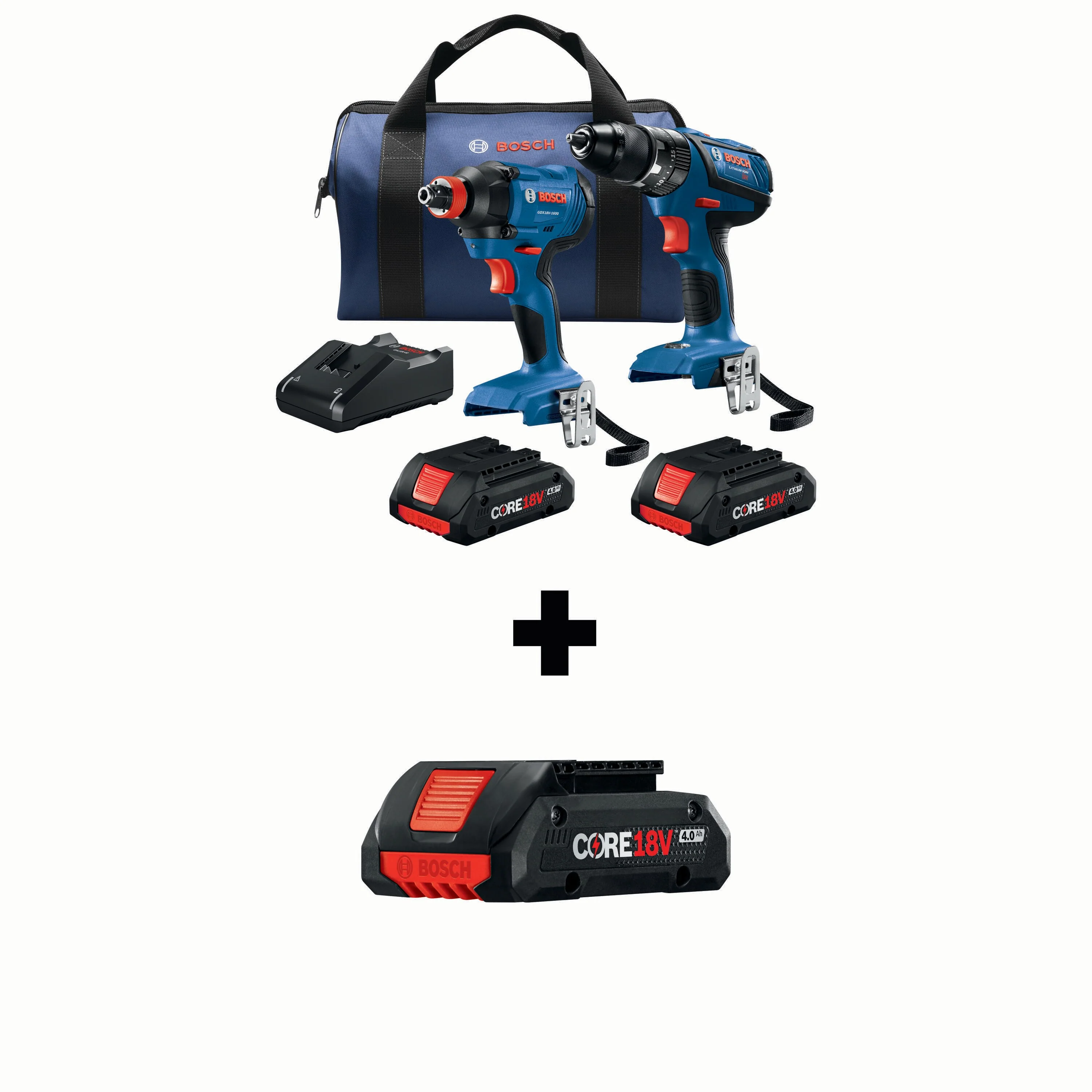 Bosch CORE18V 2-Tool 18-Volt Power Tool Combo Kit with Soft Case, Charger and 3 Batteries