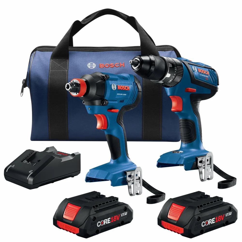 Bosch Core18V 2-Tool Cordless Combo Kit with Soft Case, Charger and (2) 4.0Ah Batteries