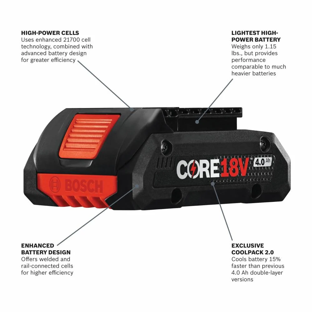 Bosch Core18V 2-Tool Cordless Combo Kit with Soft Case, Charger and (2) 4.0Ah Batteries - Image 3