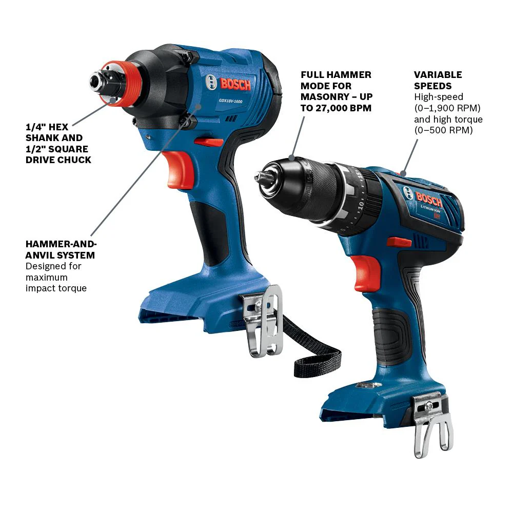 Bosch CORE18V 3-Tool 18-Volt Power Tool Combo Kit with Soft Case, Charger and (2) 4.0Ah Batteries - Image 2