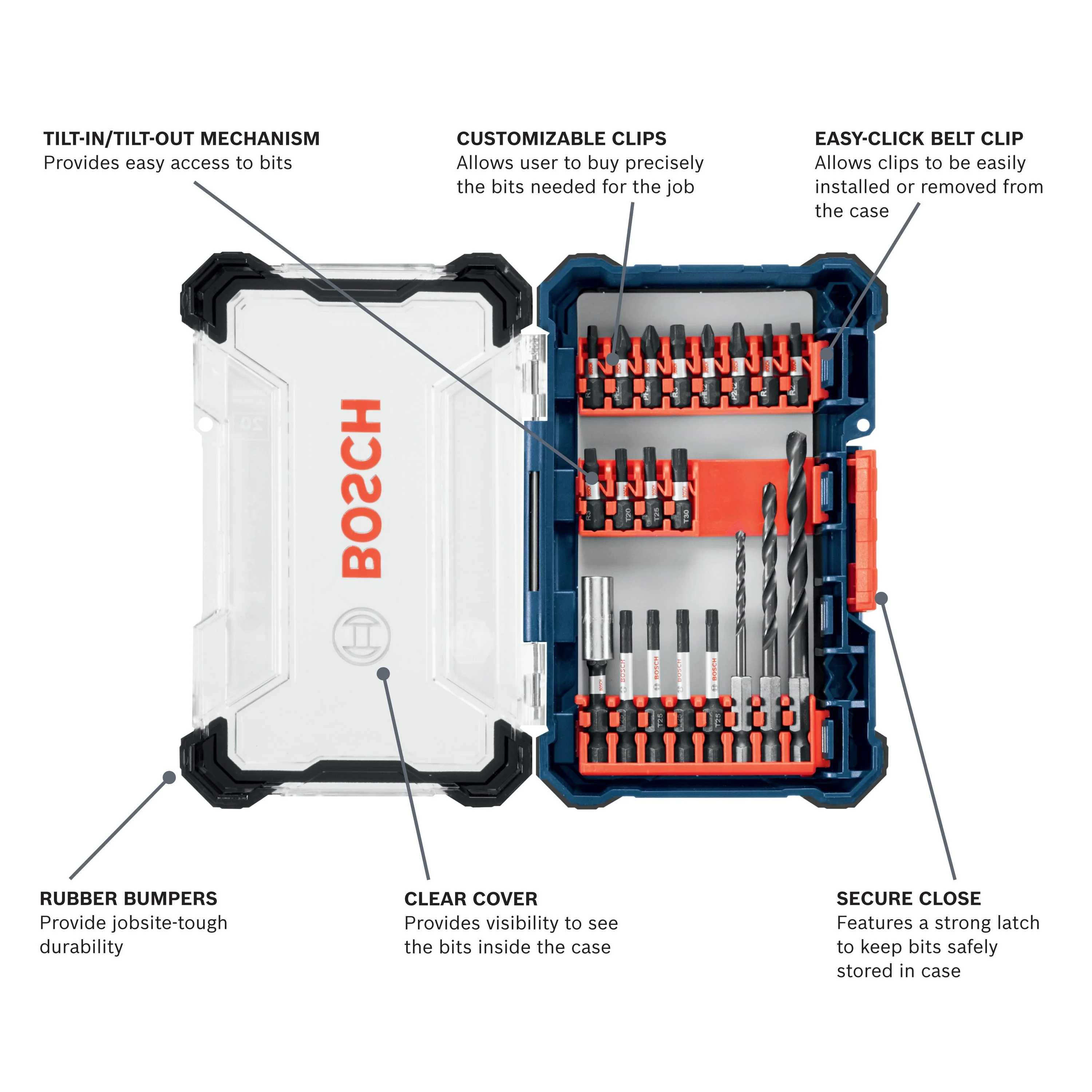 Bosch Custom Case 20-Piece 1/4-in Impact Driver Bit Set - Image 2