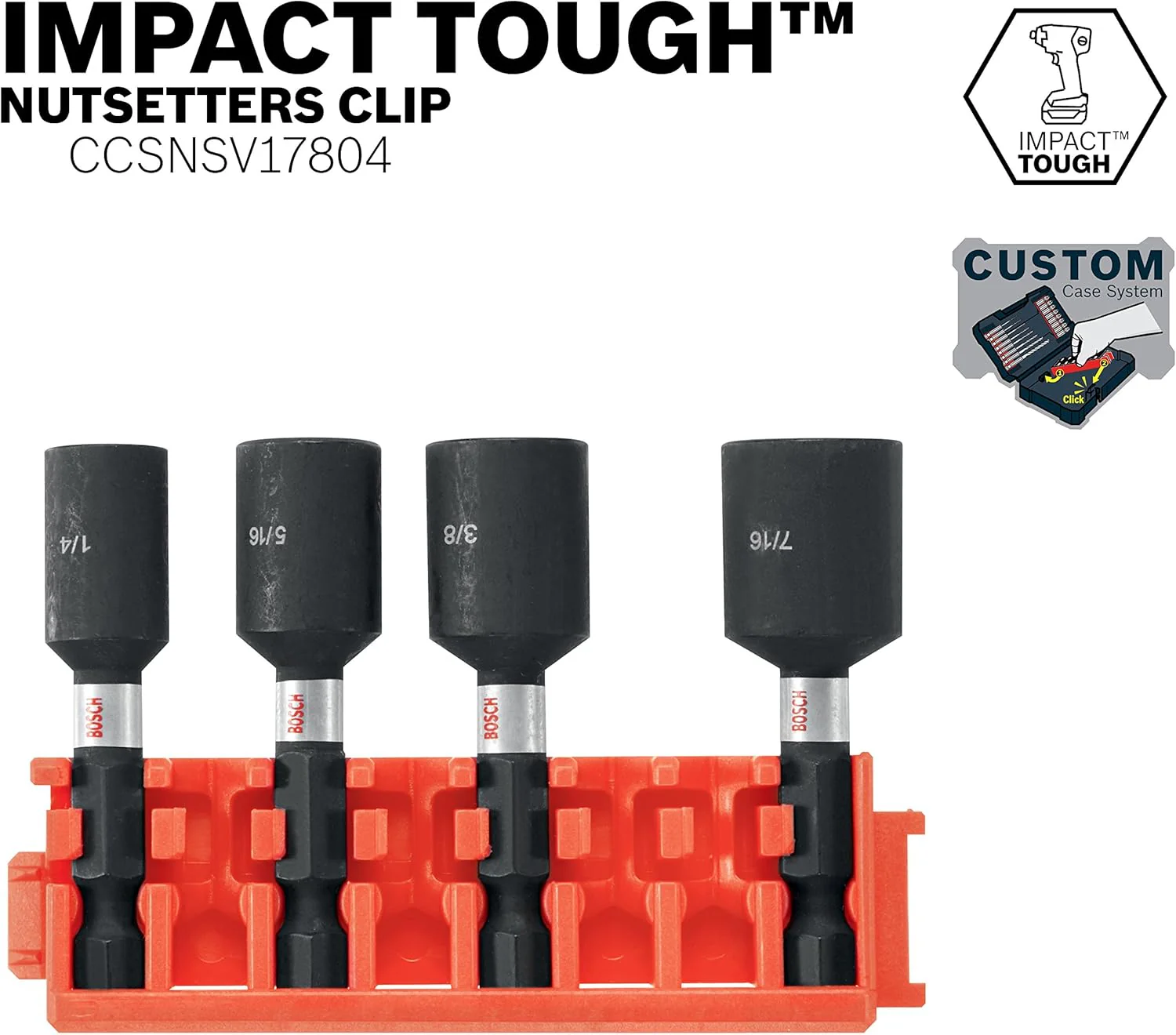 Bosch Custom Case 4-Piece 1/4-in x 1-7/8-in Nutsetter Impact Driver Bit Set - Image 4