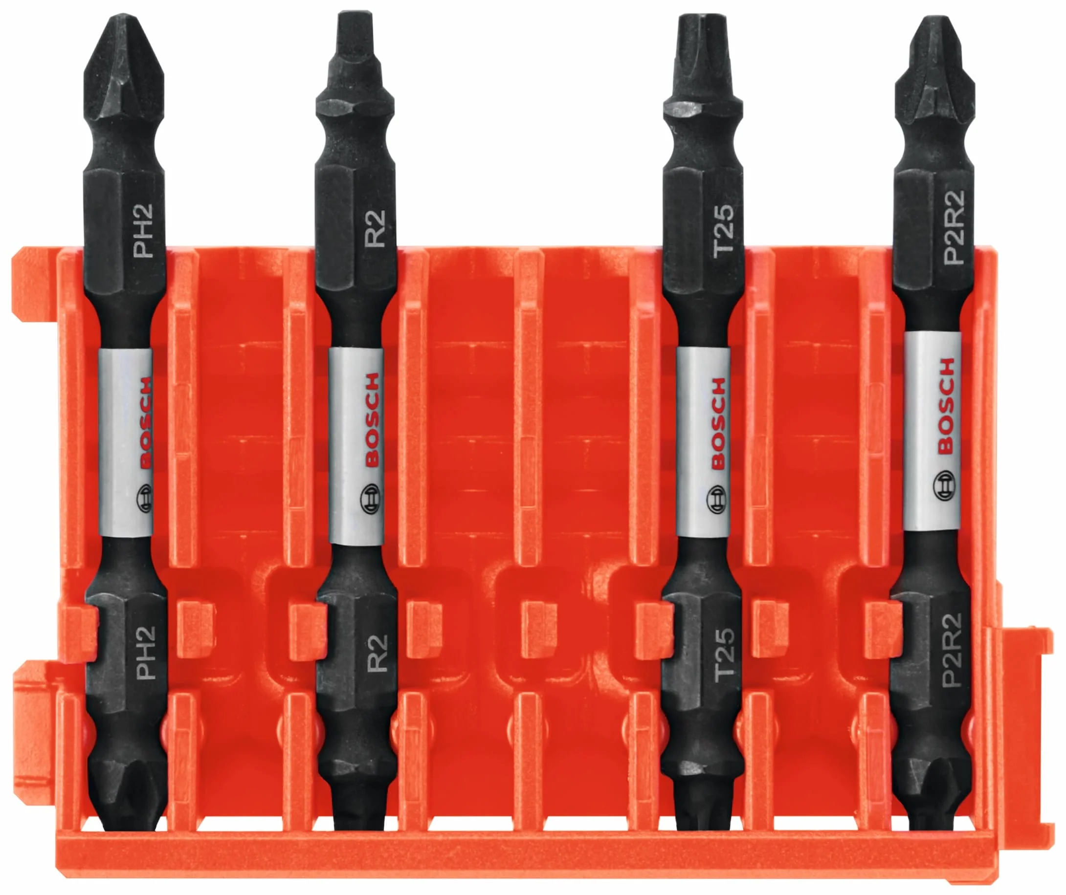 Bosch Custom Case 4-Piece 1/4-in x 2-1/2-in Double-Ended Impact Driver Bits, Phillips/Square/Torx