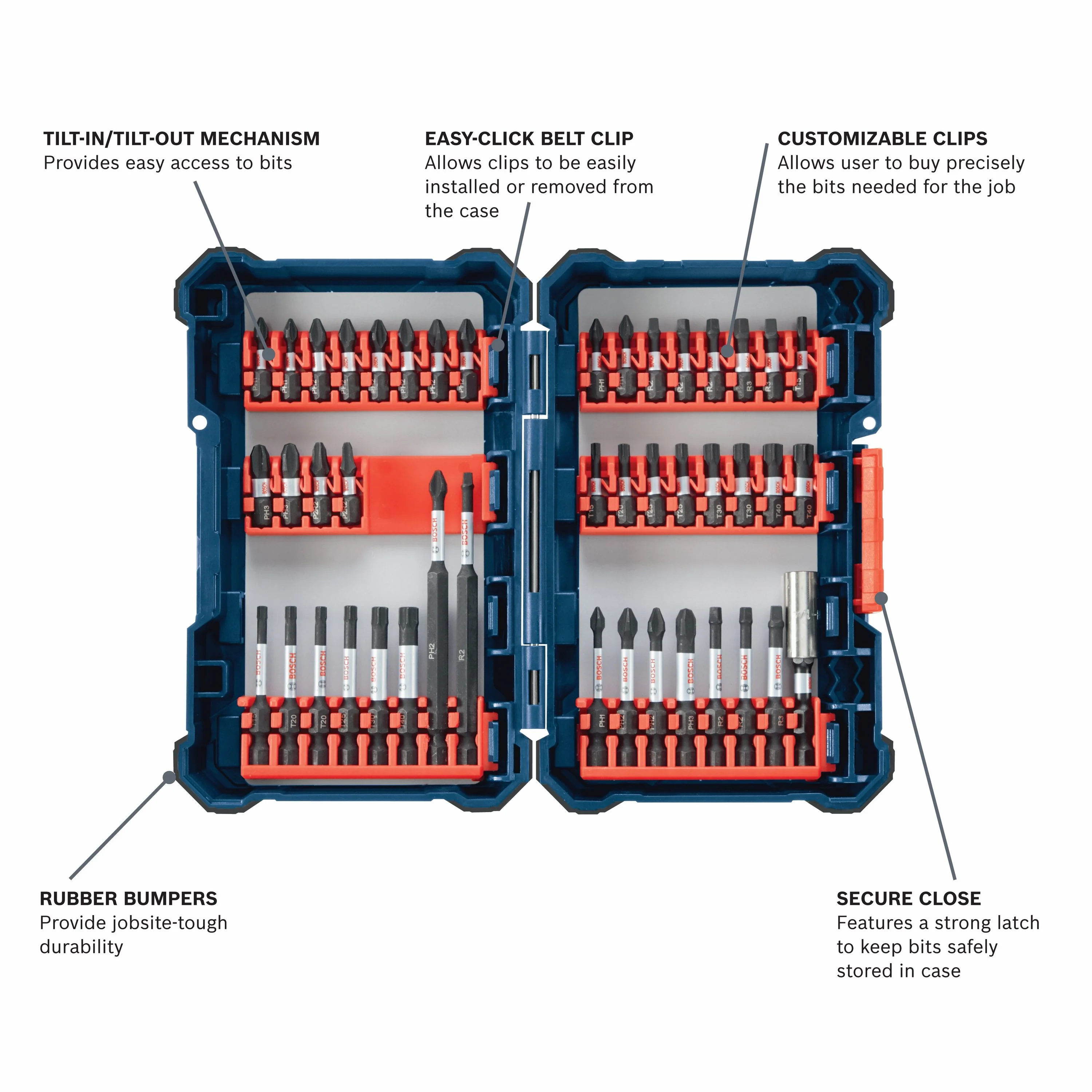 Bosch Custom Case 44-Piece 1/4-in Impact Driver Bit Set - Image 2