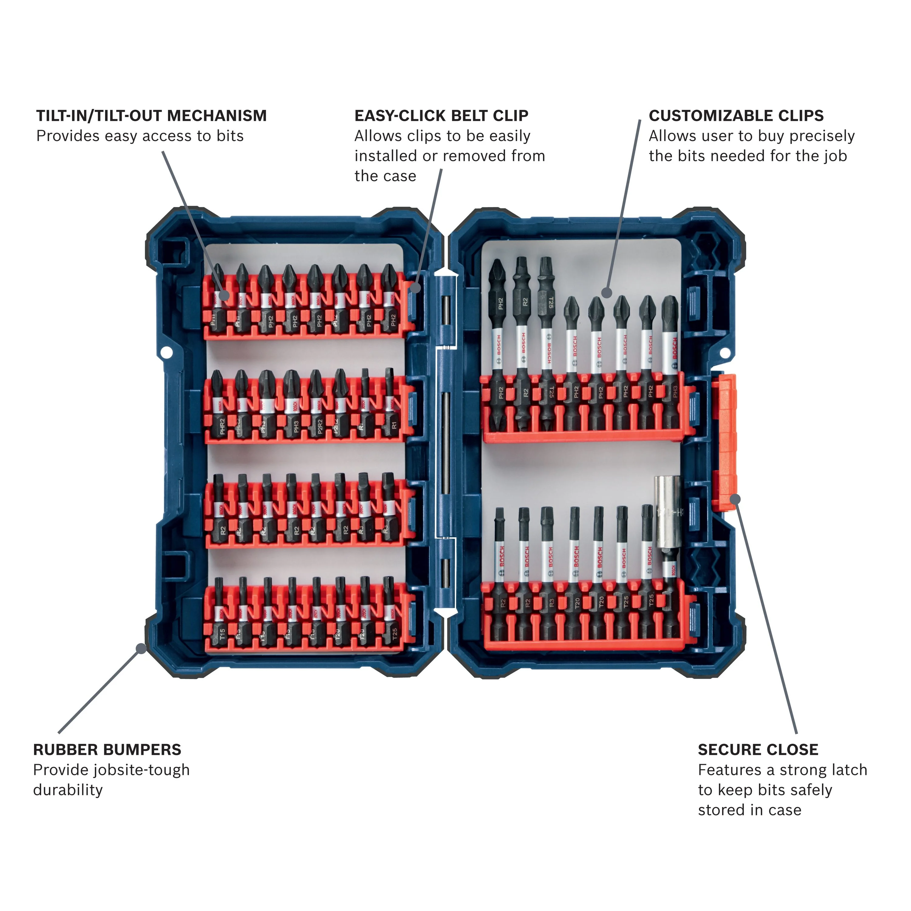 Bosch Custom Case 48-Piece 1/4-in Impact Driver Bit Set - Image 2