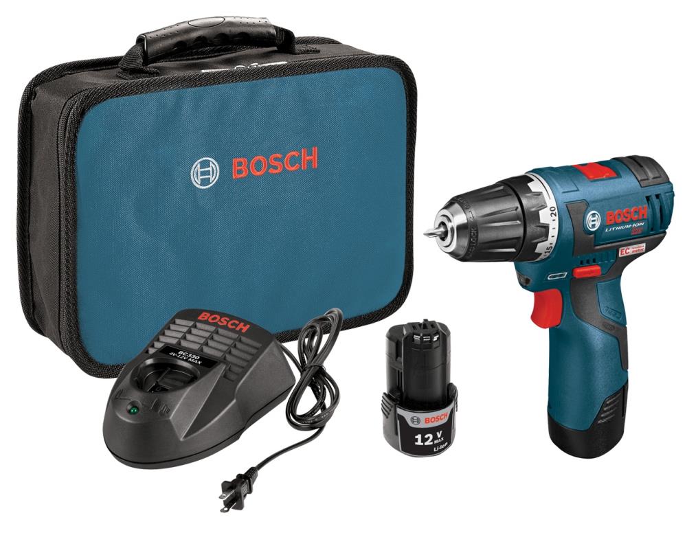 Bosch EC Brushless 12-Volt Max 3/8-in Brushless Cordless Drill/Driver Kit, PS32-02 (Charger and 2 Batteries Included)