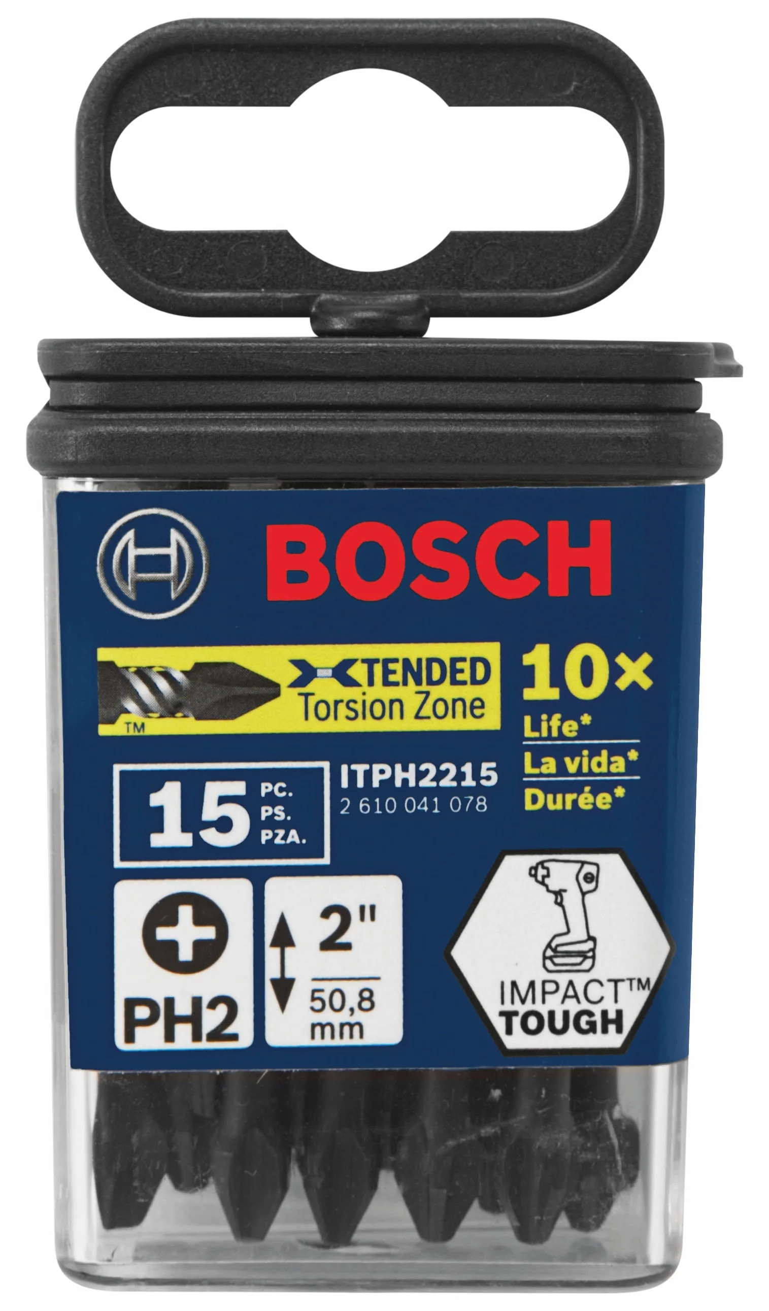 Bosch Impact Tough 15-Piece 1/4-in x 2-in Phillips Impact Driver Bit Set - Image 2