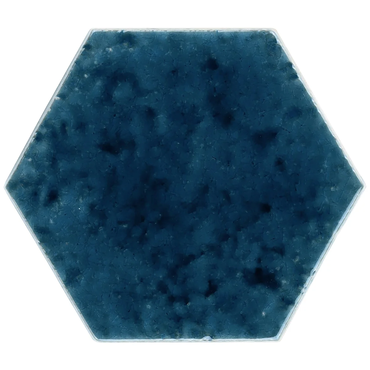 Breeze Ocean Blue 4.5" Hexagon Crackled Glossy Porcelain Tile by Lux Tile - Image 7