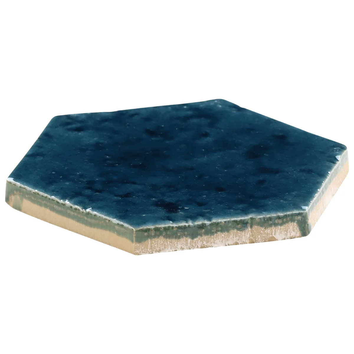 Breeze Ocean Blue 4.5" Hexagon Crackled Glossy Porcelain Tile by Lux Tile - Image 8