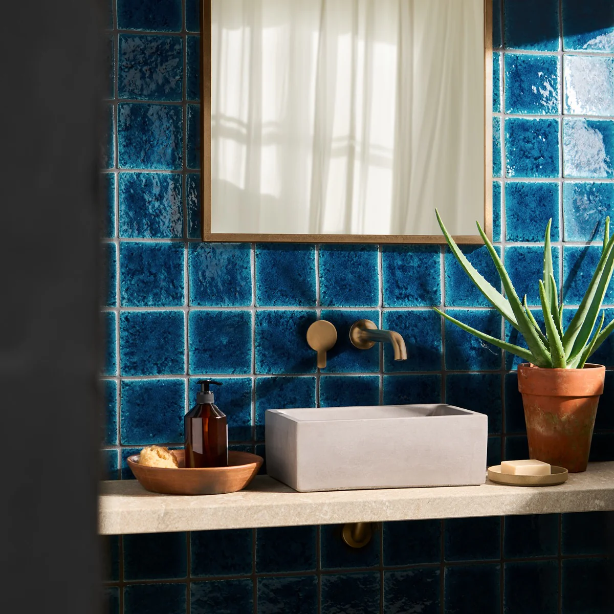 Breeze Ocean Blue 5" Crackled Glossy Porcelain Tile - Lux Tile - Image 2