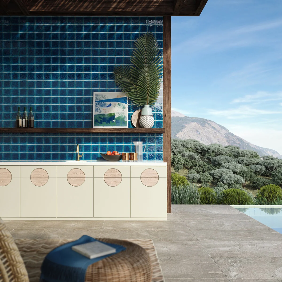 Breeze Ocean Blue 5" Crackled Glossy Porcelain Tile - Lux Tile - Image 5
