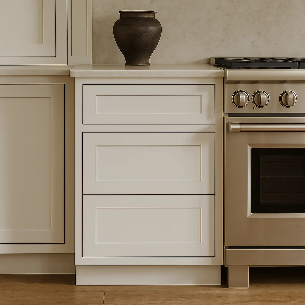 Bremen Cabinetry Shaker Base Drawer Cabinet with 3 Drawers in White - Image 3