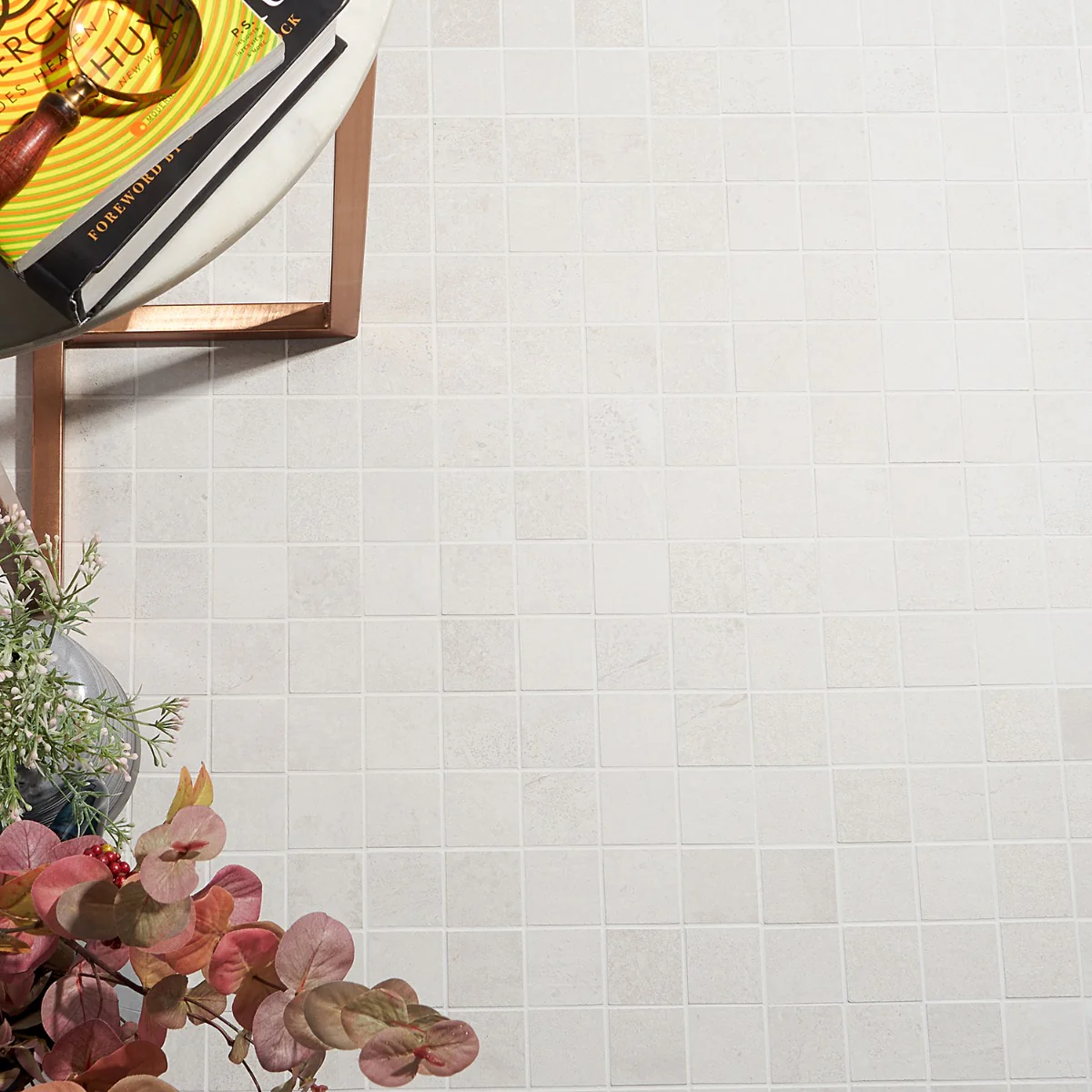 Bronx White Matte Porcelain Mosaic Tile - 2x2 Inches - Image 2