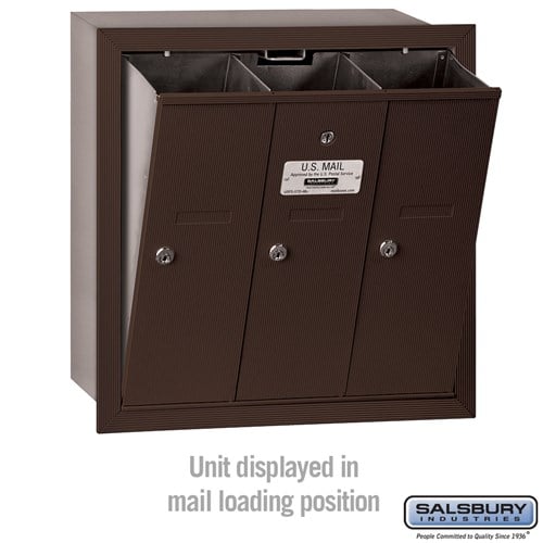 Bronze 3-Door Vertical Mailbox - Recessed Mounted - USPS Approved - Image 2