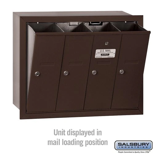Bronze 4-Door Vertical Mailbox - Recessed Mounted - USPS Approved - Image 3