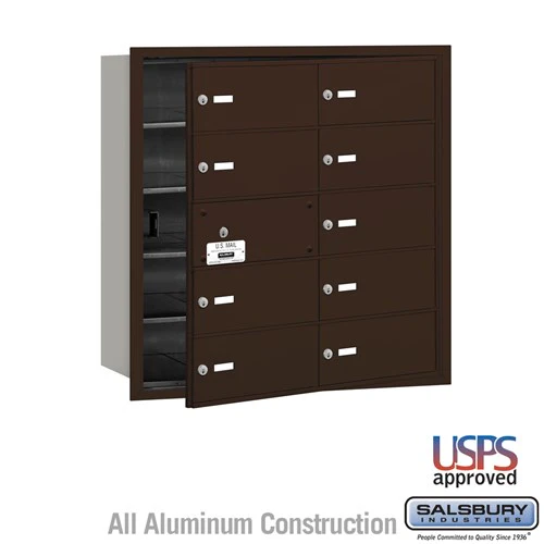 Bronze 4B+ Horizontal Mailbox with 10 B Doors - Front Loading USPS Access