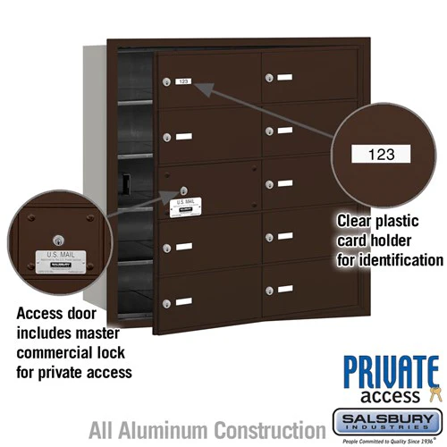 Bronze 4B+ Horizontal Mailbox with 10 B Doors - Private Access - Image 2