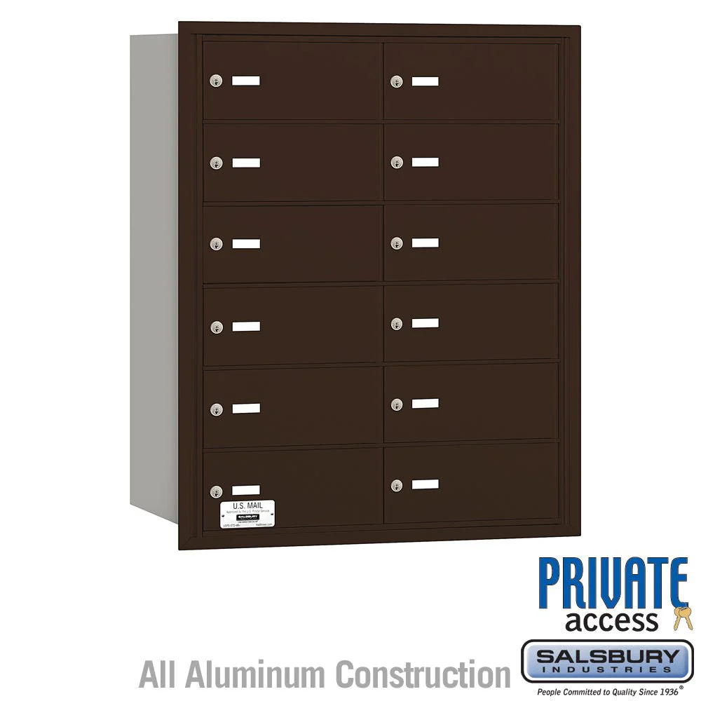 4B+ Horizontal Mailbox with 12 B Doors - Bronze - Rear Loading - Private Access