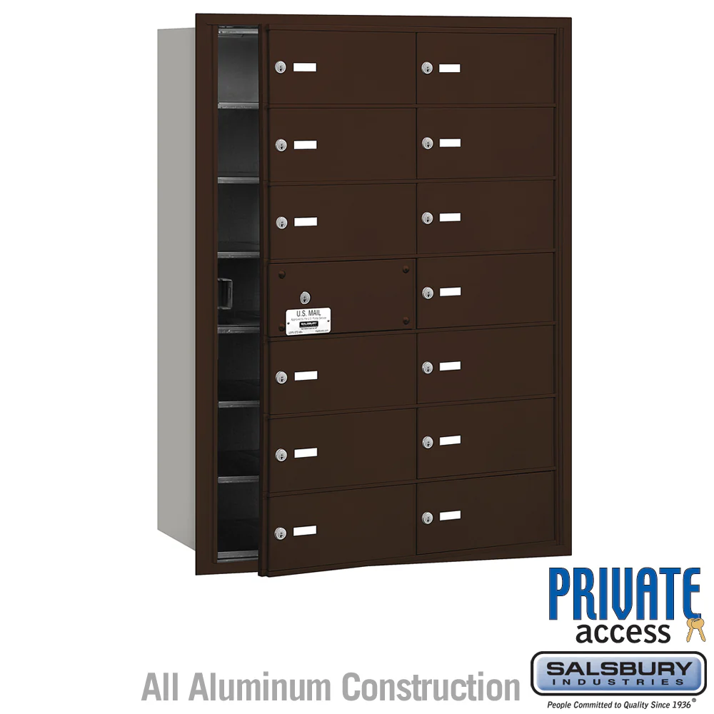 Bronze 4B+ Horizontal Mailbox with 13 Usable B-Size Doors and Master Lock