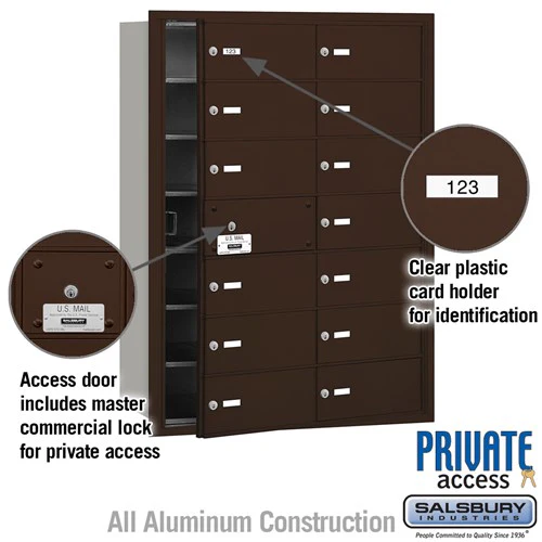 Bronze 4B+ Horizontal Mailbox with 13 Usable B-Size Doors and Master Lock - Image 2