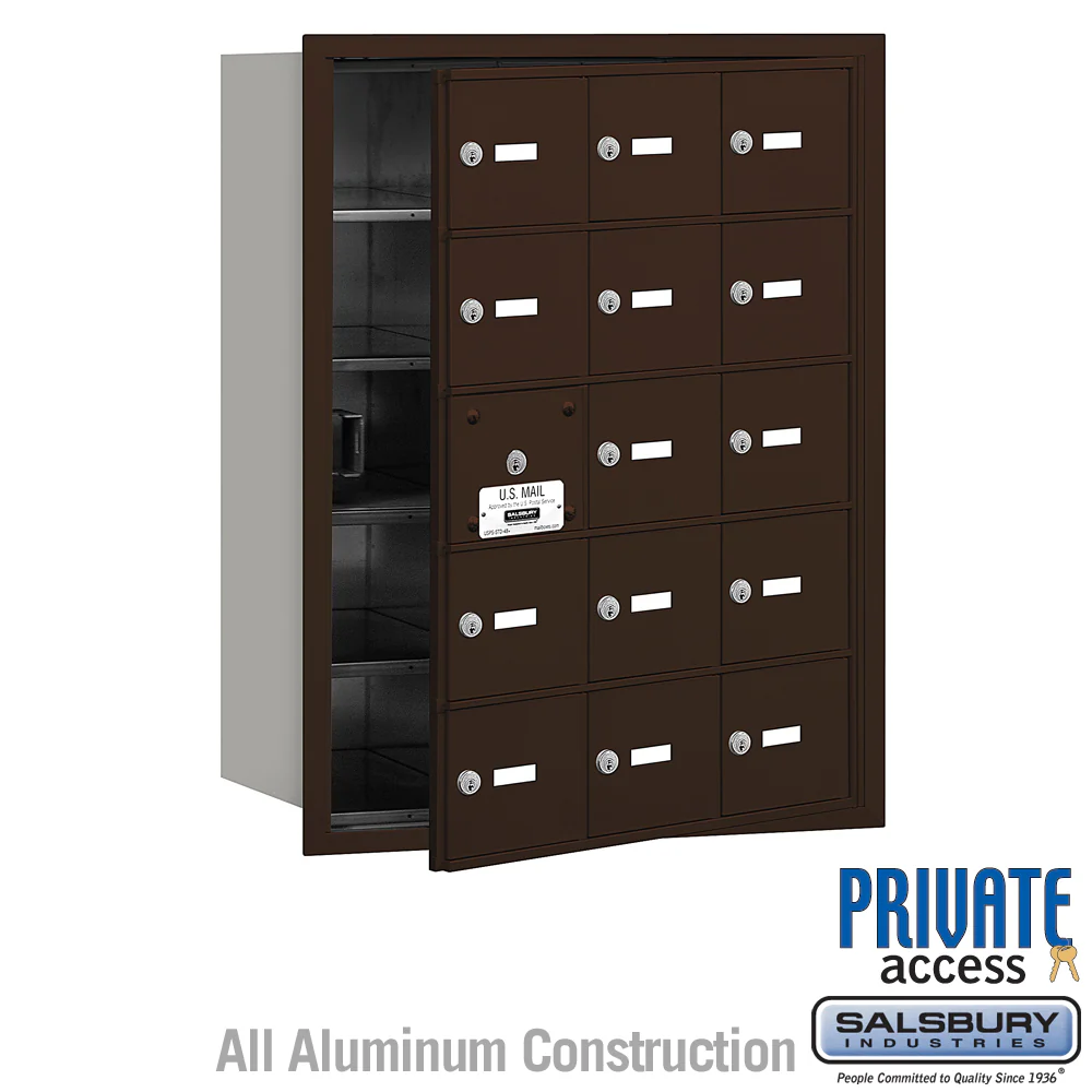 Bronze 4B+ Horizontal Mailbox with 15 Doors - Private Access