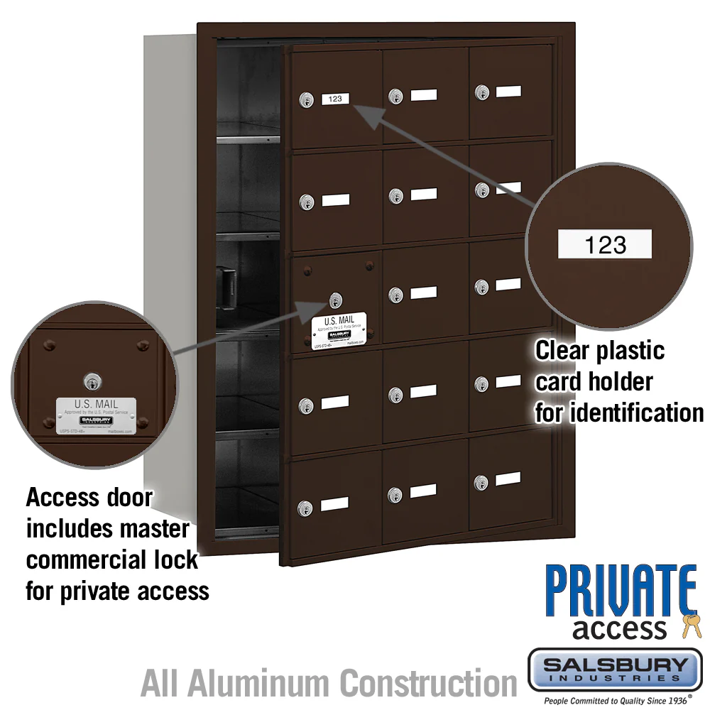 Bronze 4B+ Horizontal Mailbox with 15 Doors - Private Access - Image 2
