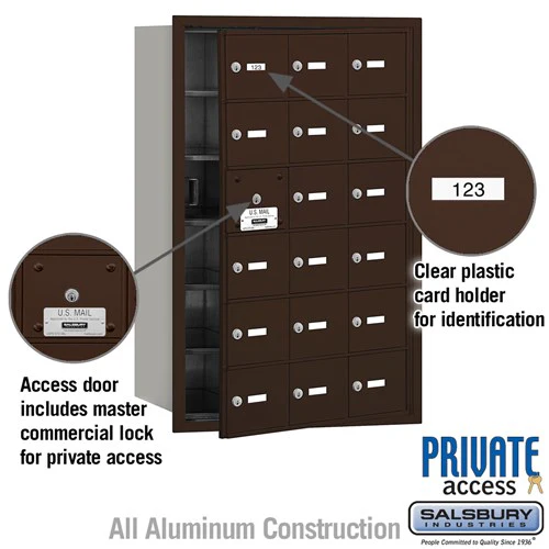4B+ Horizontal Mailbox with 18 A Doors, Aluminum, Front Loading, Private Access - Image 5