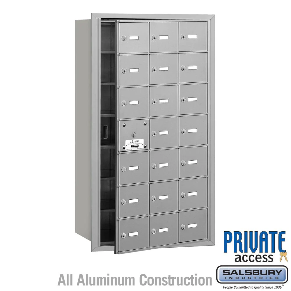 4B+ Horizontal Mailbox with 21 A Doors, Aluminum, Front Loading, Private Access