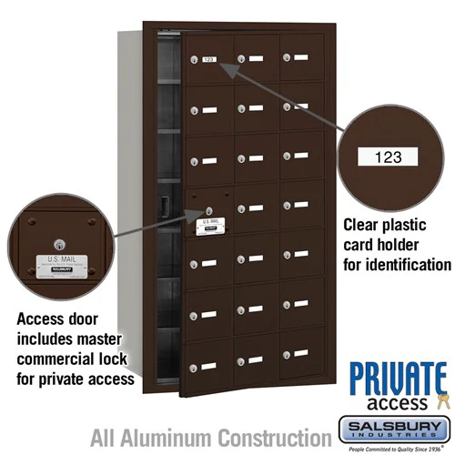 4B+ Horizontal Mailbox with 21 A Doors, Aluminum, Front Loading, Private Access - Image 5